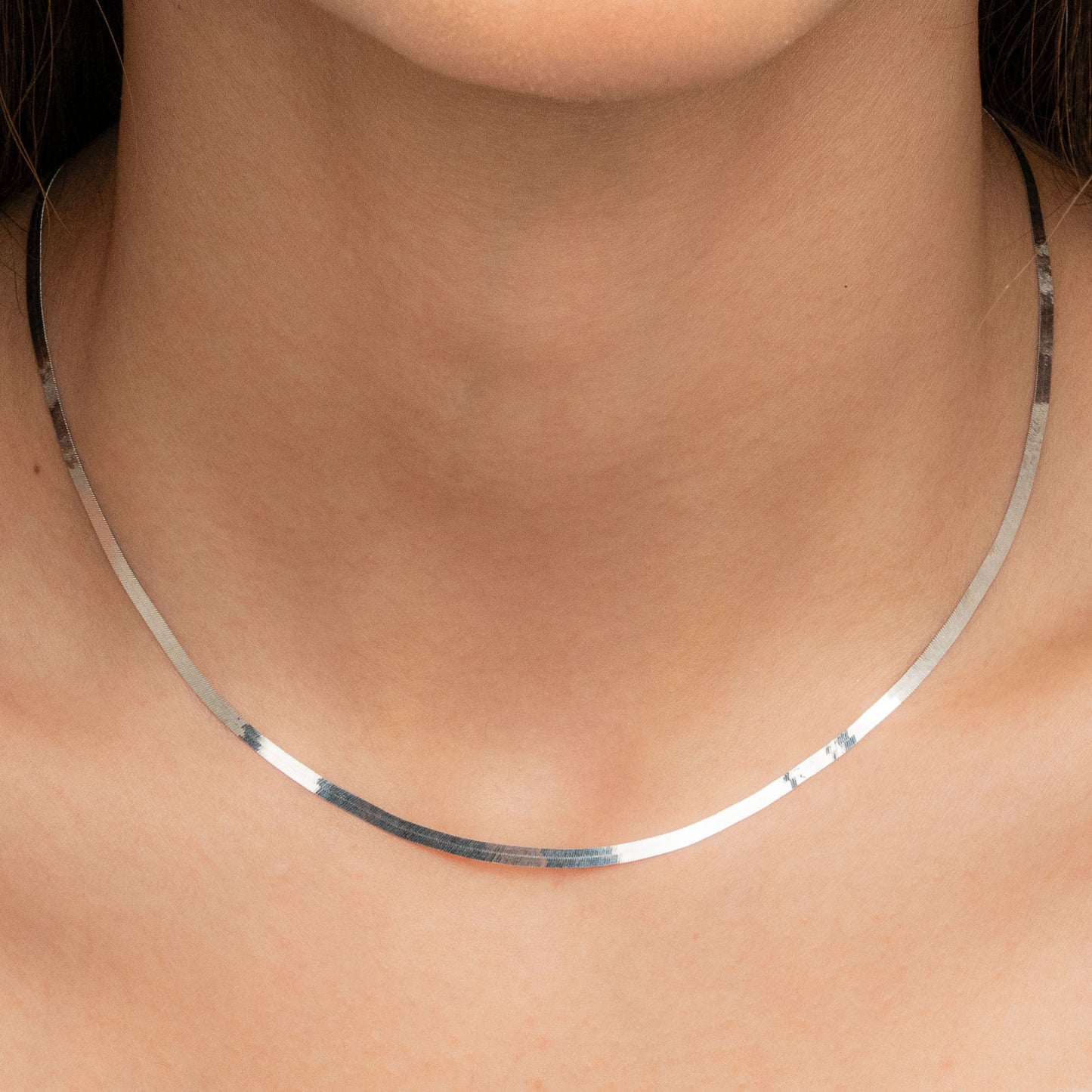 Snake Chain Necklace in White Gold