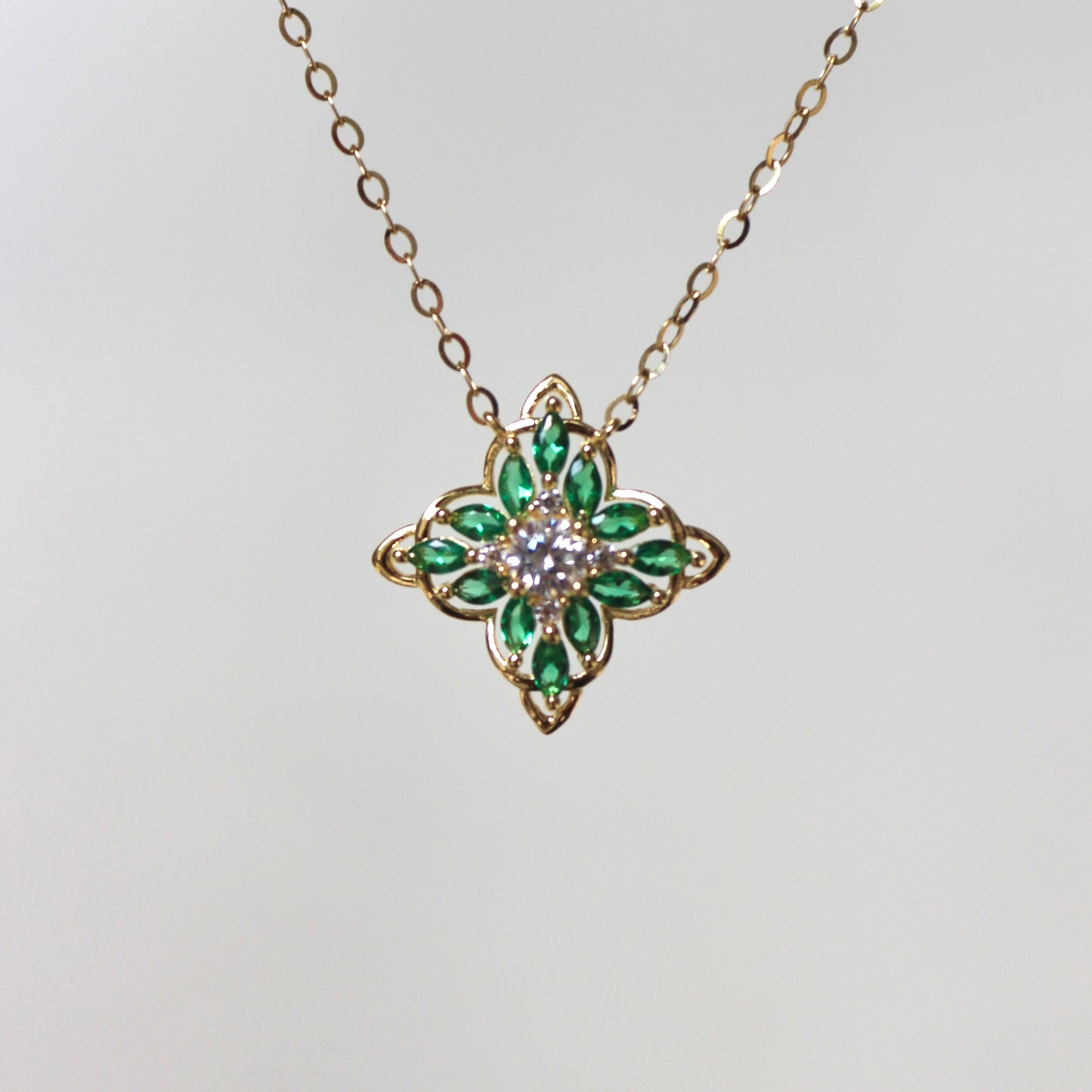 Emerald Bloom Pendant Necklace