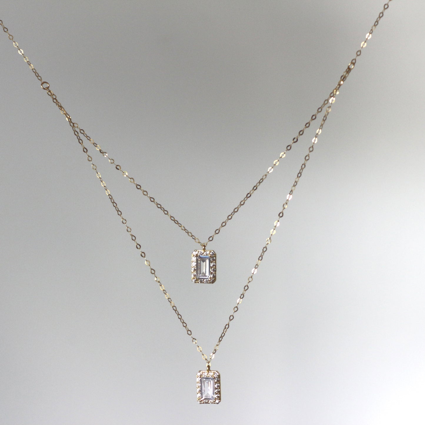 Double Emerald-Cut Zircon Necklace