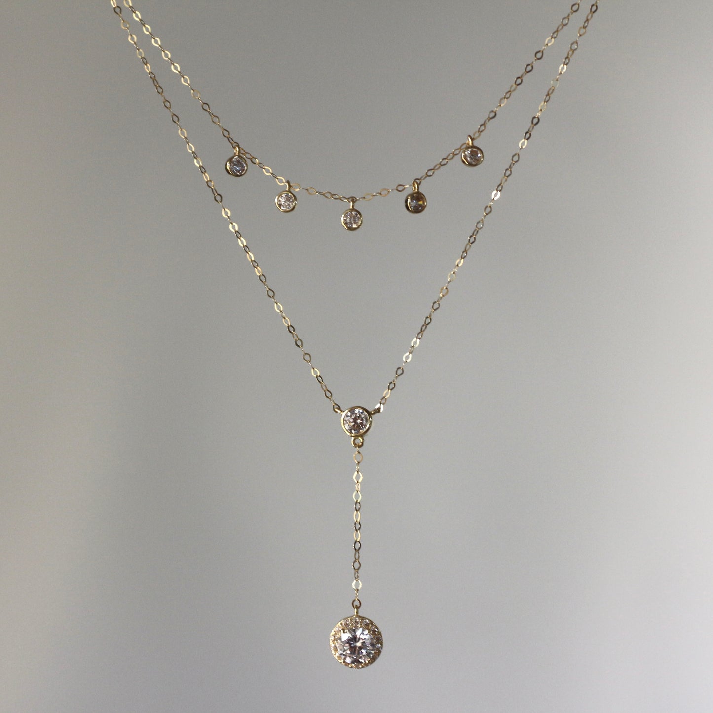 Layered Drops and Round Necklace