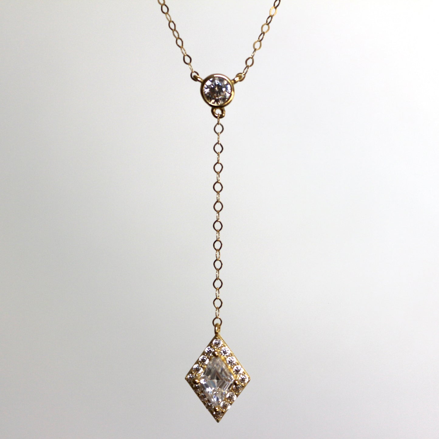 Rhombus Drop Necklace with Zircon