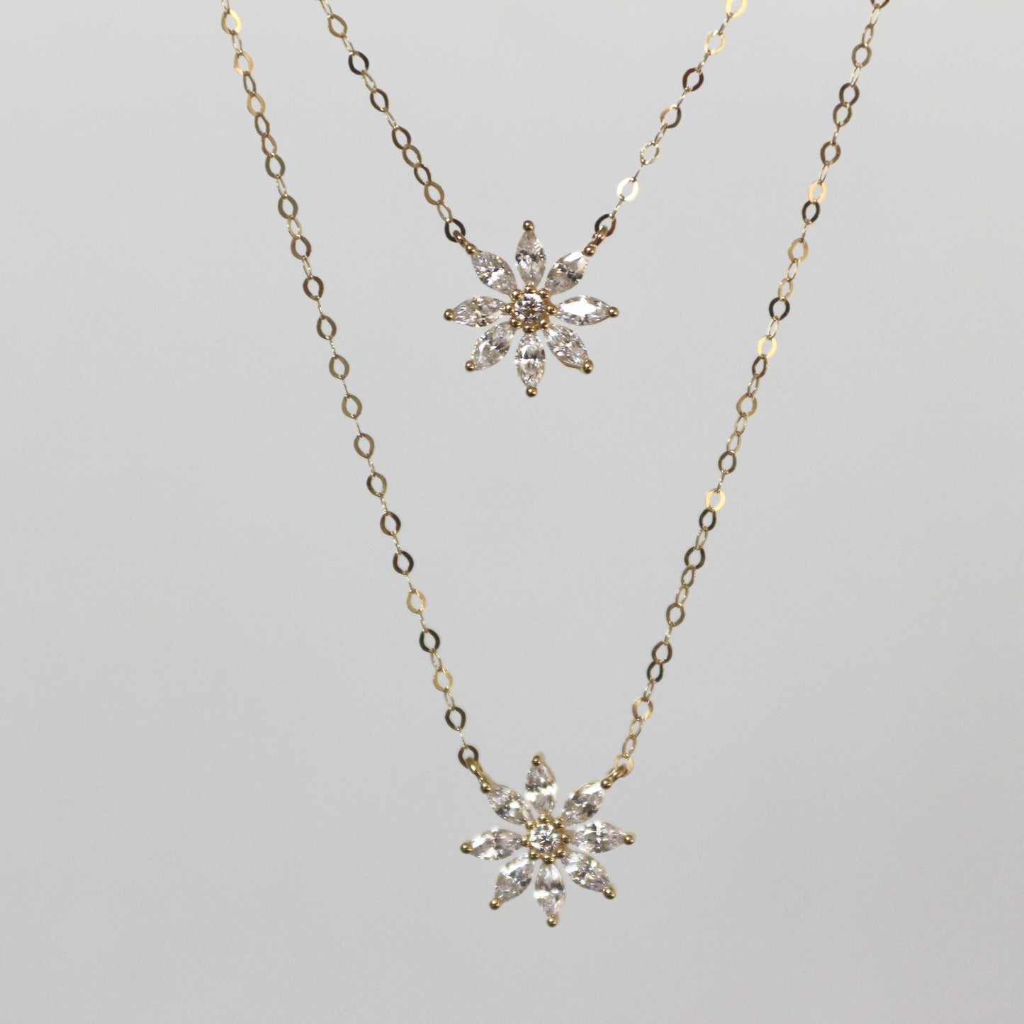 Double Layered Zircon Blossom Necklace