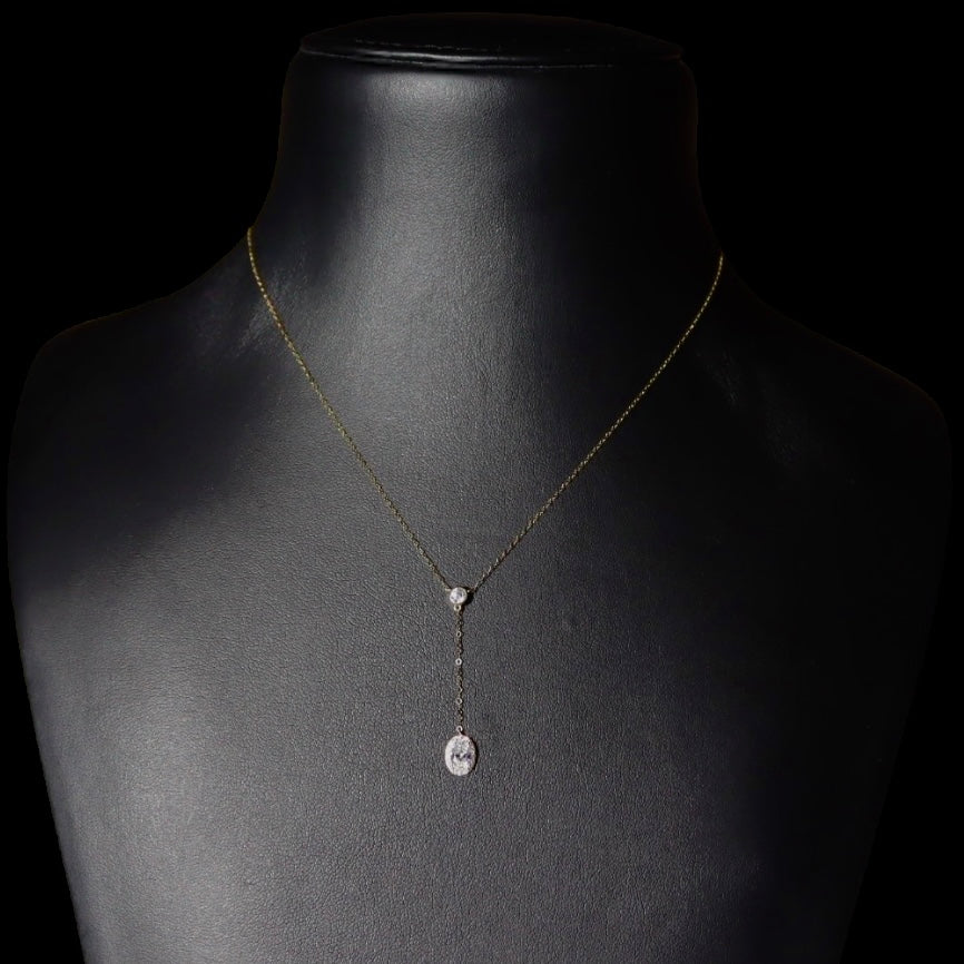 Oval Drop Necklace with Zircon