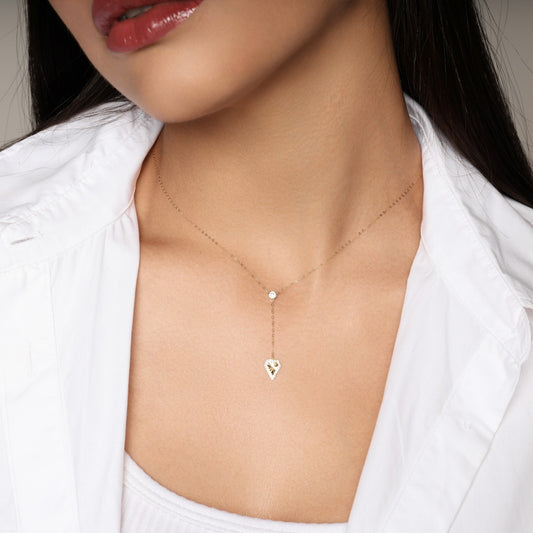 Radiant Diamond-Shaped Zircon Yellow Gold Necklace