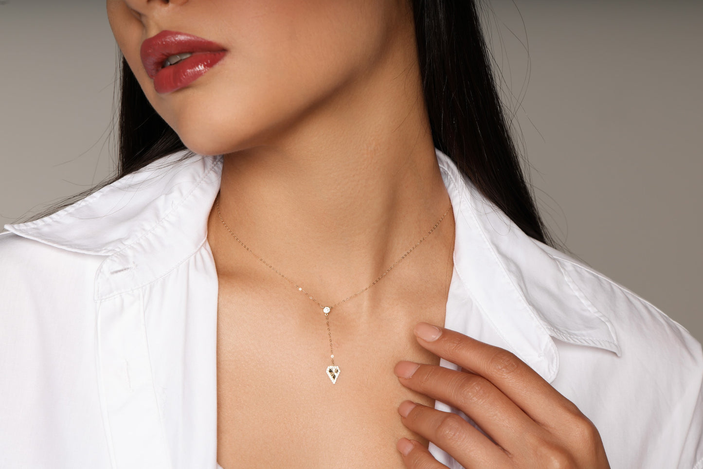 Radiant Diamond-Shaped Zircon Yellow Gold Necklace