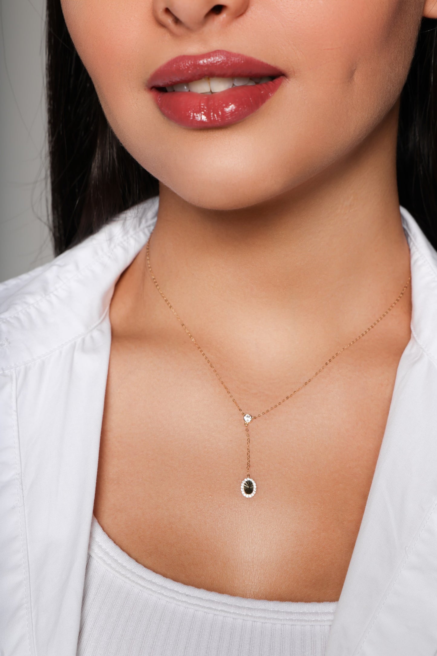 Zircon Necklace with Sunburst Charm
