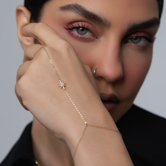 Sparkle Handchain - Yellow Gold